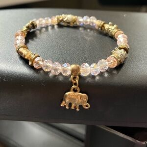 Elegant Gold and Pink Beaded Bracelet